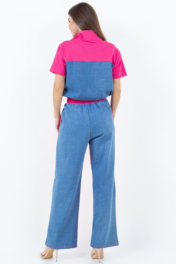 Conjuntos de dos piezas en denim combinado con rosado - Imagen 4