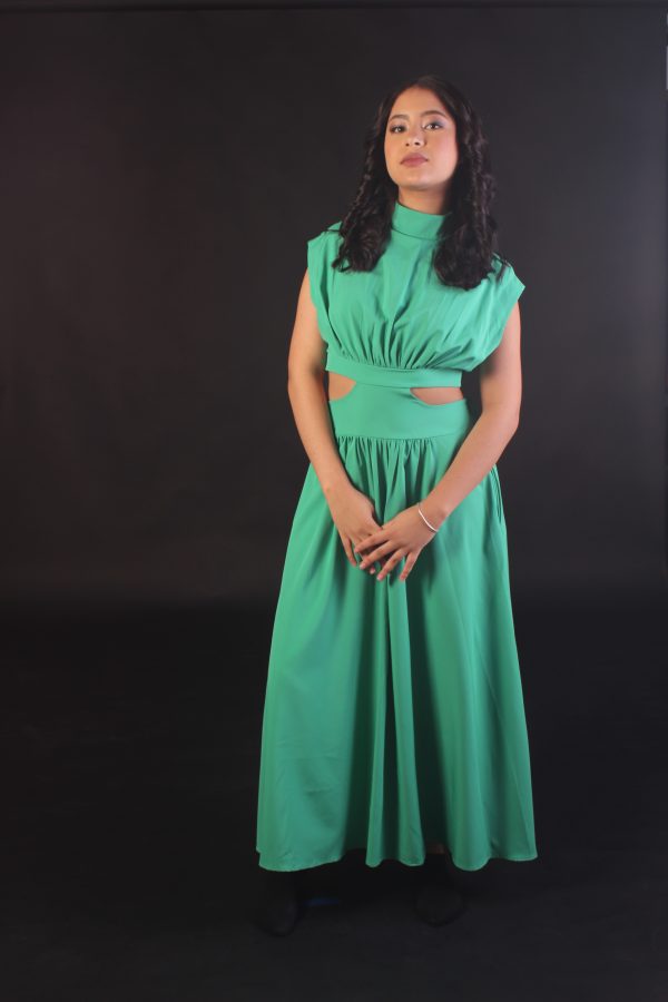 Vestido de verano verde ABIERTO EN LOS COSTADOS - Imagen 3