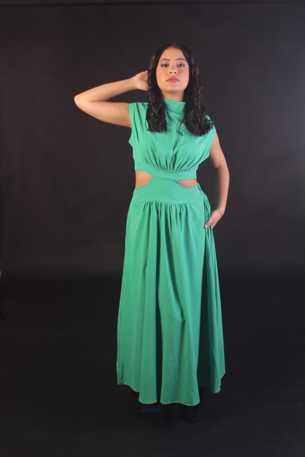 Vestido de verano verde ABIERTO EN LOS COSTADOS - Imagen 4