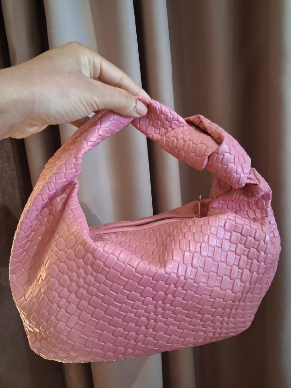 Bolso de mano superior con cremallera rosado