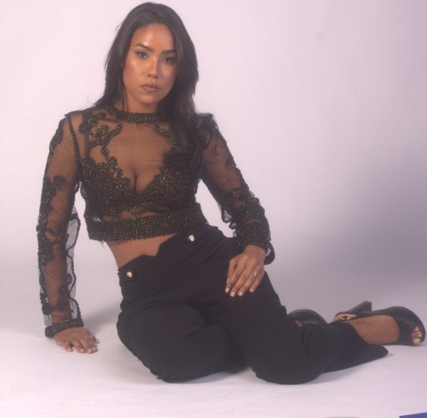 Blusa transparente sexy con bordado de malla de ganchillo - Imagen 3