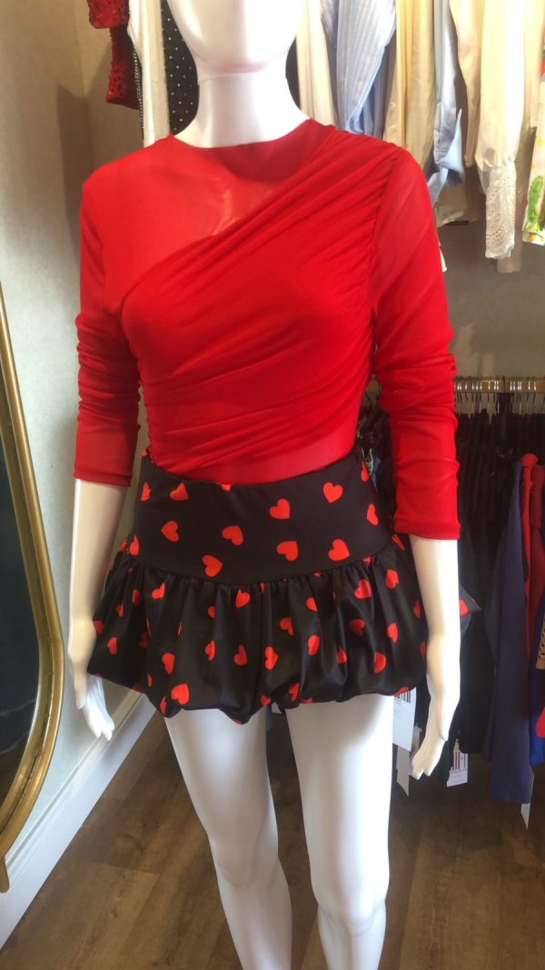 Falda minifalda plisada, de talle bajo, con estampa de corazón para mujer