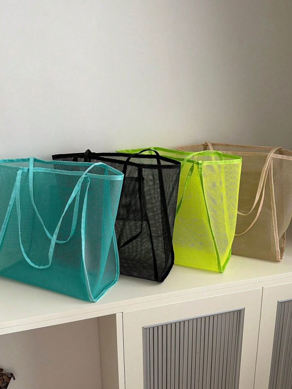 "2 Bolso azules  transparente con hombrera de malla para niña, bolso tote de gran capacidad de moda para el viaje diario.